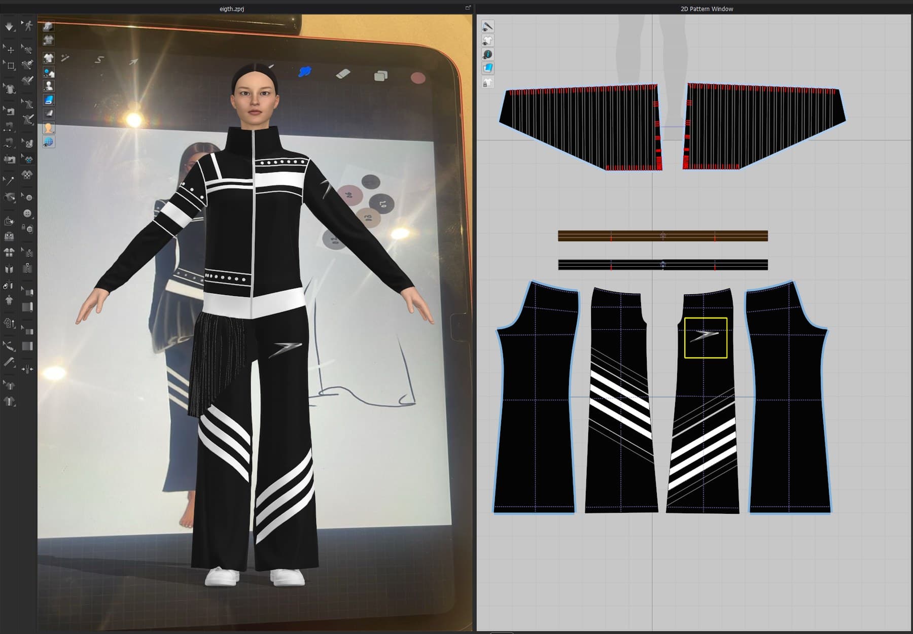 CLO garment with 2D pattern reference