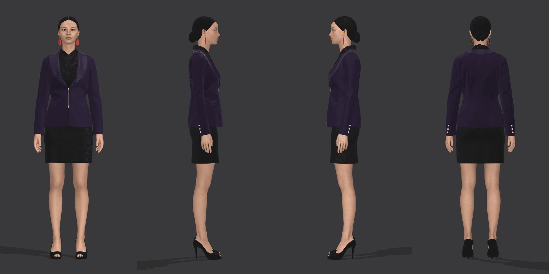 Purple tailored jacket CLO 3D four-side fit board
