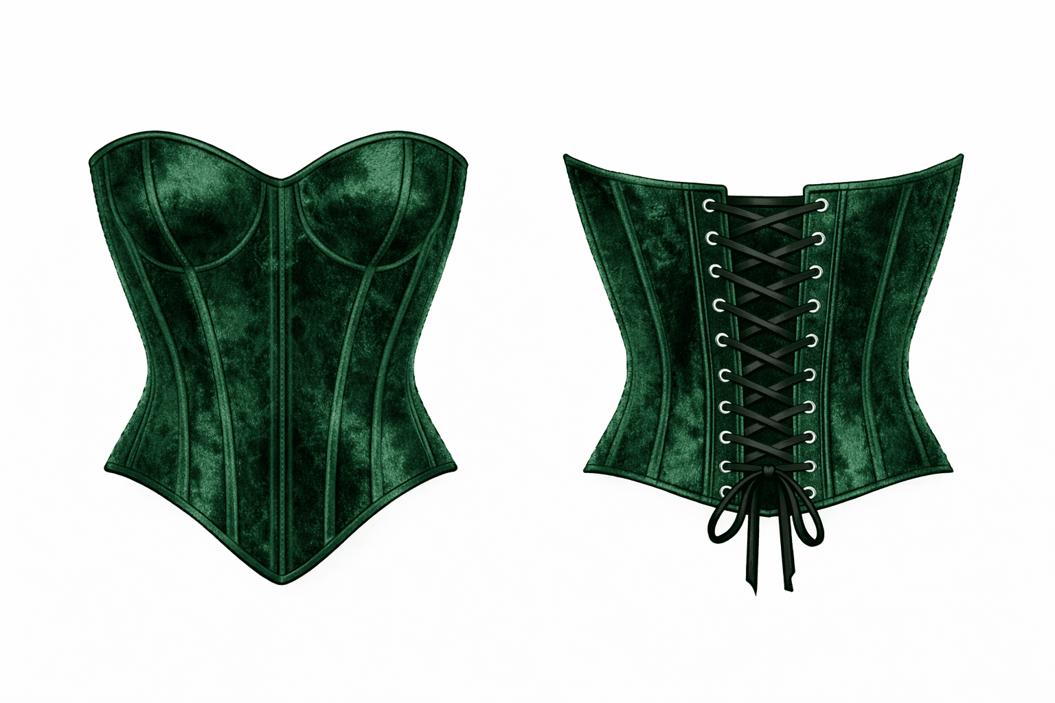 Green corset fashion product visual